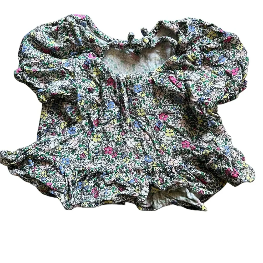 Old Navy Floral Short-Sleeve Ruffle-Hem Top | 2T